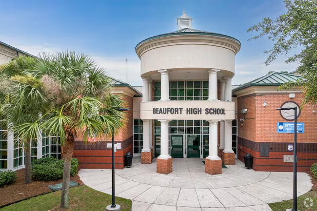 The main entrance of Beaufort High School, where Mrs. Pazant served as an educator